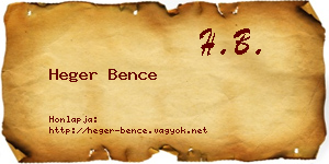 Heger Bence névjegykártya